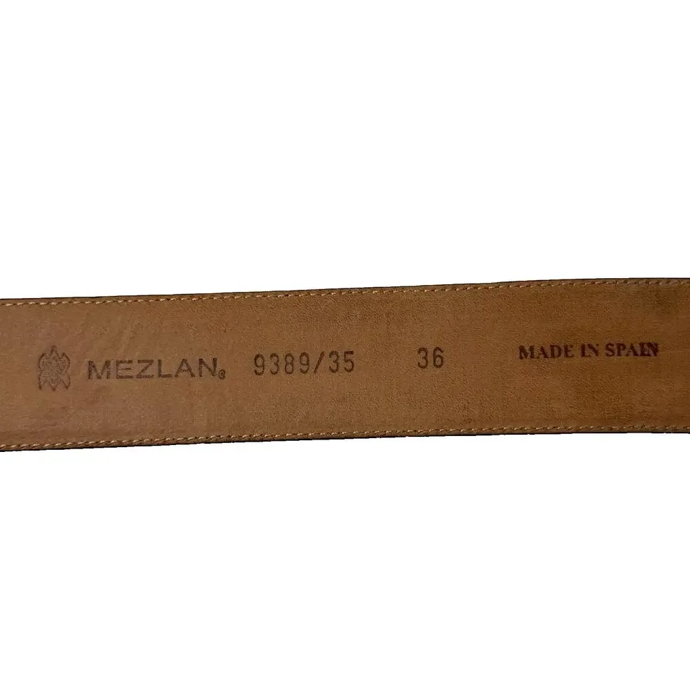 Mezlan Dress Belt 36 Brown Black Leather Silver Buckle 1-3/8